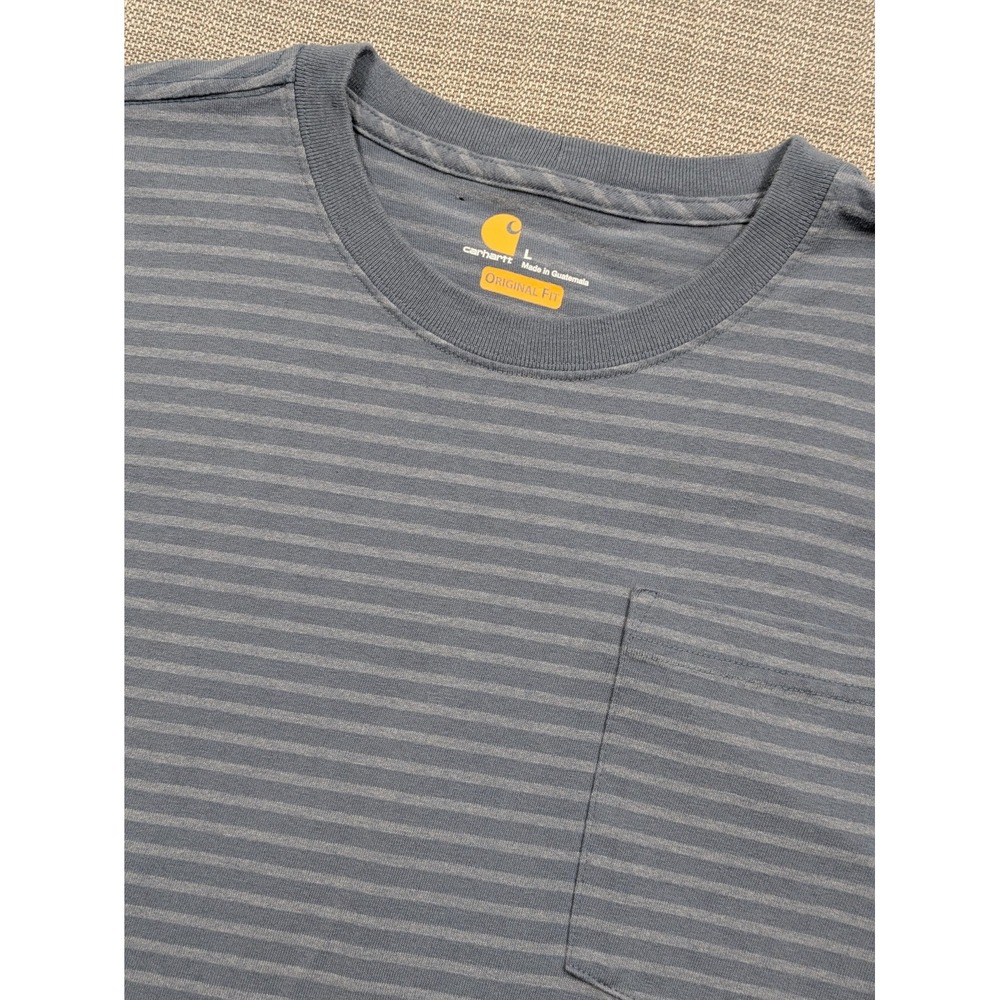 Carhartt Shirt Mens Large Gray Stripe Pocket Original Fit Tagless Workwear K87